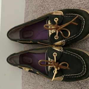 Black and Gold Sperry Shoes
